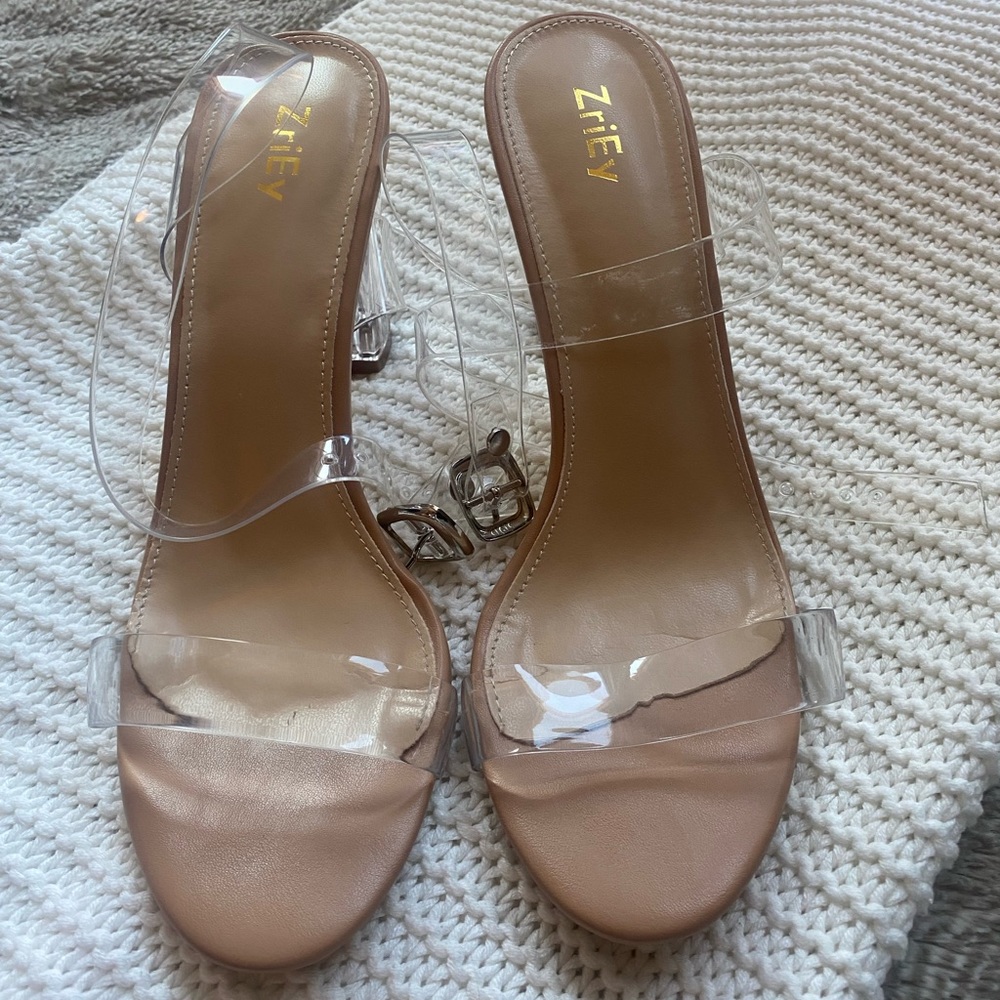 Clear/nude heels